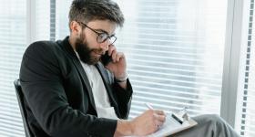 Master of information systems student on the phone 